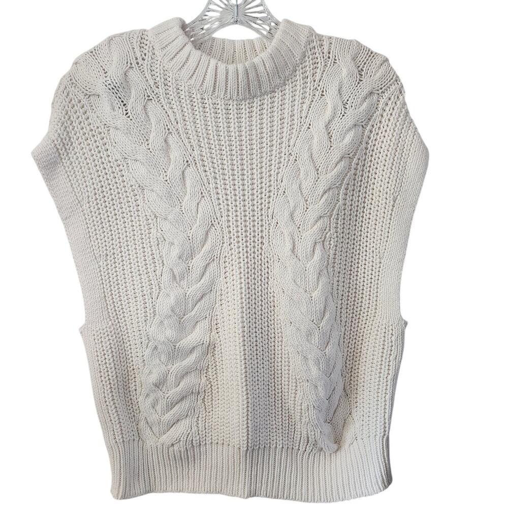 A New Day Off White Sleeveless Knit Ribbed Cable Sweater Vest Size XL